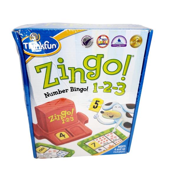 Think Fun Zingo 1-2-3 Number Bingo Kids Game Ages 4 and up 2-6 Players-New - Picture 1 of 9